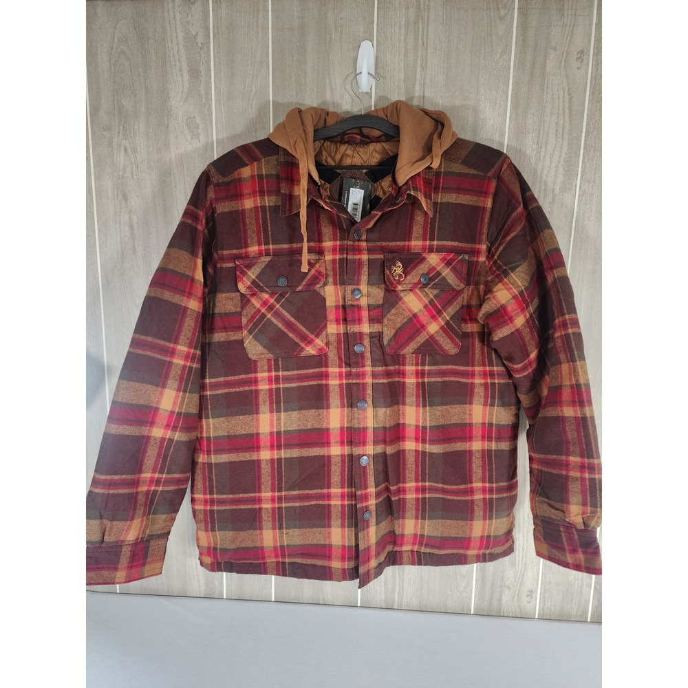 Legendary Whitetails Concealerd Carry Maplewood Hooded Shirt Jacket Mens L Plaid